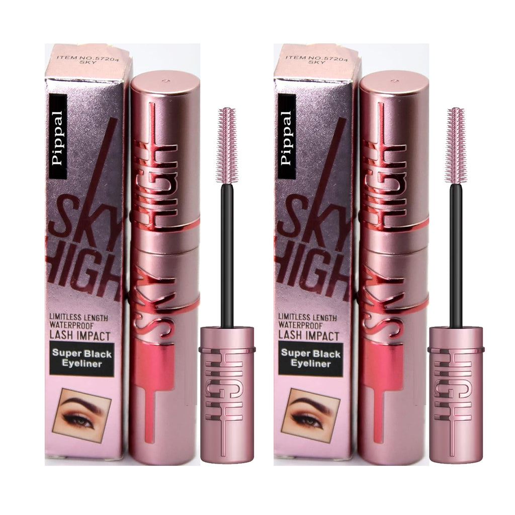 Pippal Sky High Eyeliner 2 Pcs with Mascara Ultra Volume Up Volumizing Mascara for Bold And Dramatic Lashes Long Lasting Waterproof 10Gm (Pack of 2)