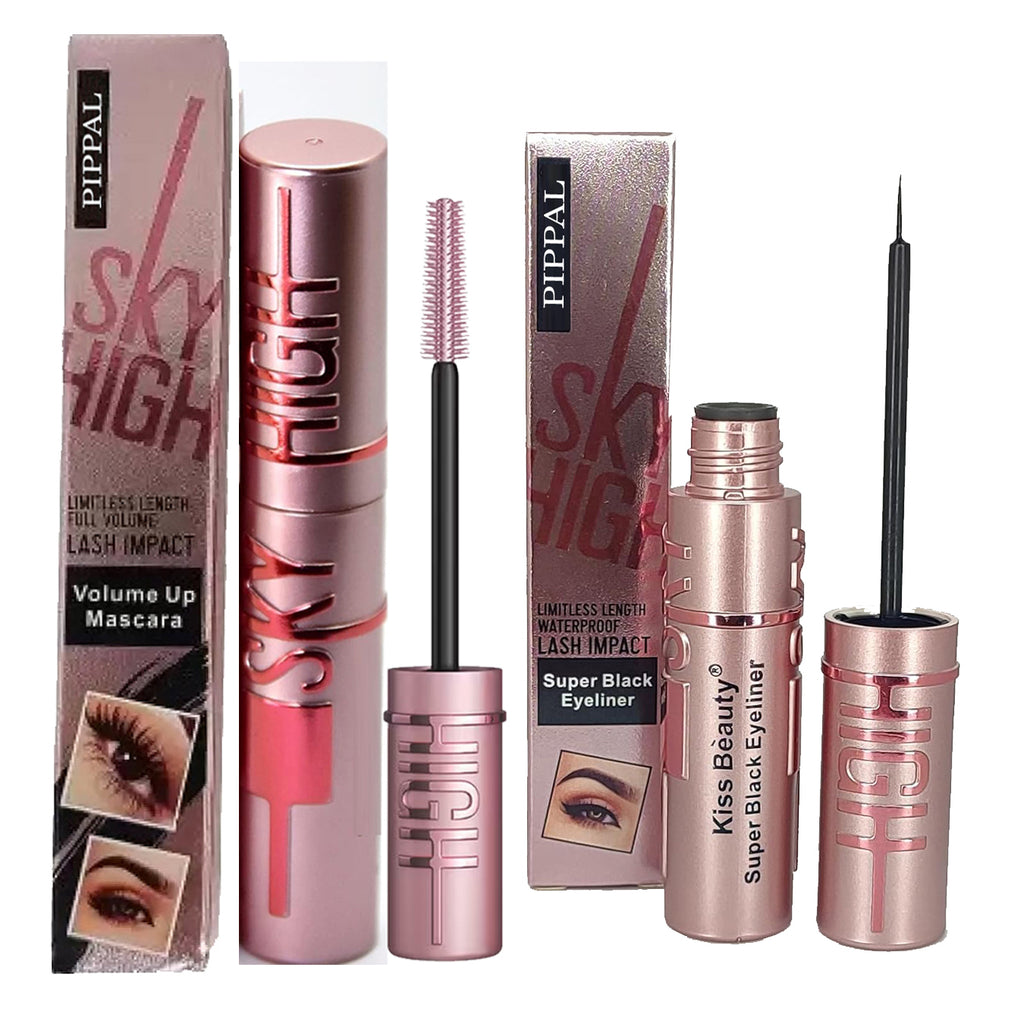 Pippal Sky High Eyeliner 1 Pcs with Mascara Ultra Volume Up Volumizing Mascara Long Lasting Waterproof 10Gm (Pack of 1)